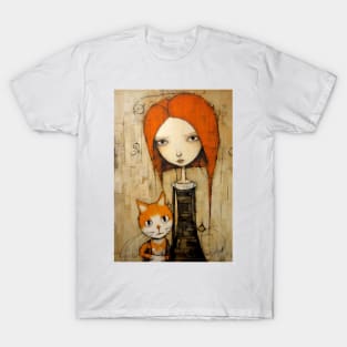 Girl and Cat 5 T-Shirt